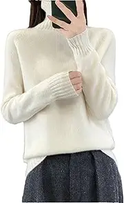 [Hamthuit] Women Slim Fit Casual Sweater Wool Solid Turtleneck Sweater Knitted Pullover Jumper