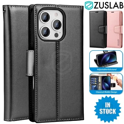 For iPhone 13 14 15 16 Pro Max Plus Hanman Flip PU Leather Wallet Stand Case