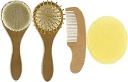 ANDRESLAD 1 Set Wool Brush Set Hair Comb Kit De Cuidado Recien Nacido Bath Scrubber Comb Newborn Newborn Hair