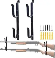RUSFOL 2-Pack Metal Gun Racks for Truck, Durable Outdoor Truck Gun Holder for Rear Window, Adjustable Wall-mounted Gun Racks, Hang for Two Guns, Rifles, Bows, Arrows, or Tools, Used for Cars, ATV&UTV