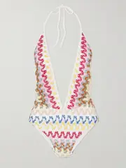 [Missoni] Missoni - Mare Striped Metallic Crochet-knit Swimsuit - Multi - IT44 IT 44 Multi