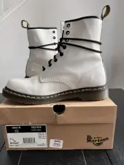 Dr Martens White Patent Lamper Combat Boot Lace Up AW004 Women's Size 10 New Box