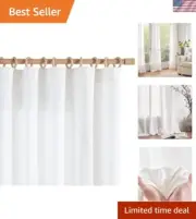 Elegant Off White Linen Curtains 90" Long - Set of 2 - Light Filtering Drapes