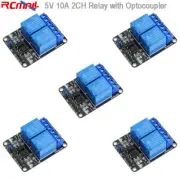 5pcs 2 Channel 10A 5V Relay Module Board w/ Optocoupler JQC-3FF-S-Z for Arduino