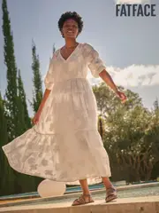 FatFace Kelly White Jacquard Maxi Dress (AK9441) | $182