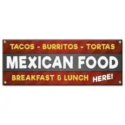 Tacos Burritos Tortas Mexican Food Breakfast & Lunch Banner Concession Stand