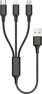 Multi Charging Cable, 3.3ft/1m 3 in 1 Universal USB C Charger Cable, Fast Charging Cord, USB to USB C/Micro USB/Lighting Cable for iPhone, Tablets, Samsung Galaxy, Google Pixel, LG