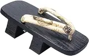 [TTYAO REII] Japanese Geta Men's Black Wooden Clogs Sandals Fish Printing Flip Flops Slippers Japan Traditional Shoes