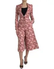 Dolce&Gabbana Women Pink Two-Piece Suit Fabric Floral Print Blazer Pants IT 40 S