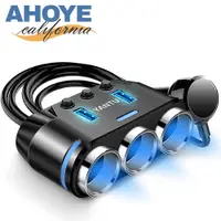 在飛比找PChome24h購物優惠-【Ahoye】QC3.0快充 三孔車用擴充座 (總功率100