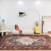 Beautiful Vintage Red Rug Non Silk Feel Soft Washable Bedroom Carpet Non Slip
