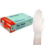 Universal Skin Shield Latex Powder Free Large Cream Gloves ASTM HACCP Grade 100 Box x10