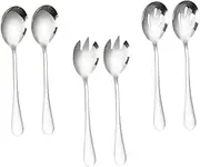COLLBATH 6pc Salad Forks Spoons Set Stainless Steel Serving Spoons Utensils for Restaurant Banquet