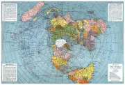 Flat Earth Map Polar Azimuthal Equidistant Projection 1943 WWII Poster 24x36