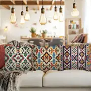 Ethnic Geometric Square Pillow Cover Insert Optional Polyester Throw Pillow CASE