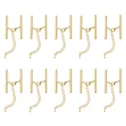 20Sets Slide on End Clasps, 40mm Tube Slider Crimp Cord Ends, Gold Tone