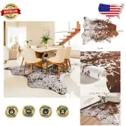 Elastic Faux Cow Print Rug - 5.2 x 6.2 ft - Machine Washable for Easy Care