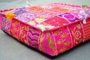 35" Indian Handmade Square Patchwork Home Decorative Floor Cushion Cover Dog Bed