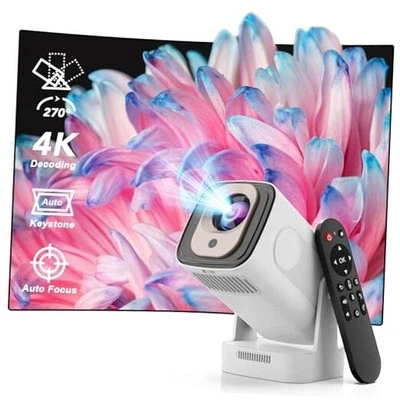Update Mini Projector With WIFI 6 and Bluetooth 5.4, Portable Projector 210°