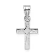 14K White Gold Diamond Shape Center Mini Cross Charm