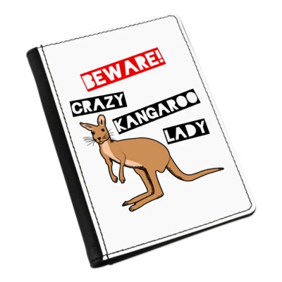 Beware Crazy Kangaroo Lady Passport Holder Cover Case Wallet - Australia Animal