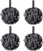 75g Black Loofah Loofy Sponge Exfoliating Soft Shower Puff Scrunchie Bath Ball Body Scrubber Mesh Luxury Pouf 4 Set