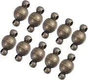 KALLORY 10pcs DIY Jewelry Magnetic Lobster Clasp 6mm Cylindrical Magnetic Buckle for Necklace Bracelet Making Antique Brass