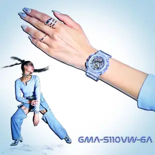 【CASIO 卡西歐】G-SHOCK 未來系列 半透明女錶手錶(GMA-S110VW-6A)