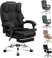 [ALFORDSON] Ergonomic Office Chair with 150° Recline, Home Fabric Chair with Lumber Back Support for Work with Footrest and Adjustable Height, Gaming Executive Computer Racer Swivel Chair (Fabric Black)