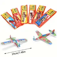 在飛比找蝦皮購物優惠-泡沫滑行魔術飛機泡沫飛機模型拼裝食品玩具幼兒園手工玩具