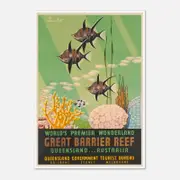 Galrie Vintage Great Barrier Reef Travel Poster from Queensland Australia Artwork, Poster Only, A1 60 x 84cm (23 x 33inch)