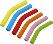 Hitefu 6 Pack Food Grade Silicone Straw Tips, Reusable Rubber Cover for Metal Straw, Flex Elbow Hydraflow Tip for Stainless Steel Straws (Multicolor)