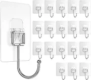 Ninth Five 18Pack Large Adhesive Hooks, 33lb Heavy Duty Ceiling Wall Door Hanging Hooks, Stainless Steel Towel and Coats Hooks for Window Home Kitchen Office