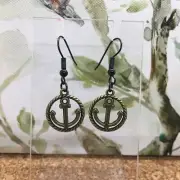 1.5” Bronze-tone Earring Nautical Anchor Dangle Drop Hook New Free Ship 4321