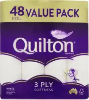 QUILTON Toilet Paper Tissue Rolls 3-Ply 180 Sheets x 4 Rolls Hygiene Self Care