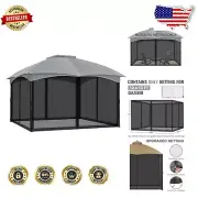 Universal 10' x 13' Gazebo Replacement Netting Screen with Double Zippers