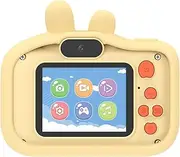 H9S Camera HD Cartoon Camera Silicone Case Digital Camera Toys P & Video with 32G ry Card + Card Reader Beige