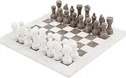 RADICALn 15 Inches Large Handmade White and Grey Oceanic Weighted Marble Full Chess Game Set for Adults Staunton and Ambassador Gift Style Tournament Chess Sets -Non Wooden -Non Glass -Not Backgammon