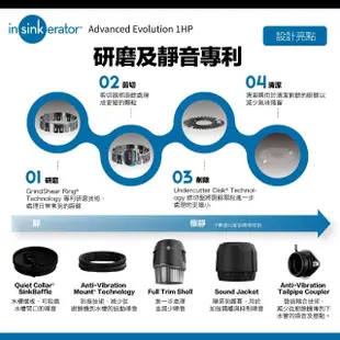 【美國Insinkerator】旗艦機種 Advanced Evolution 1HP 廚餘機 鐵胃 食物處理機(兩年保固)