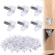 Wzenclave 50 Pcs Shelf Support Peg Clear Plastic Shelf Holder Peg Bracket Pin Furniture Shelf Holder Replacement Peg Supports Studs with Steel Pins Kitchen Cabinet Shelf Pegs for All Cabinet