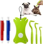 Barlone Tick Tweezers Set of 6 with Case, Tick Tweezers for Dogs Cats Children, Tick Card, Set of 3 Tick Hooks and Set of 2 Tick Tweezers, Simple and Safe Tick Remover for Pets and People