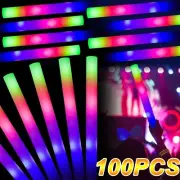 10PCS LED Foam Glow Sticks Bulk RGB Light Up Party Supplies for Events