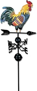 Metal Weathervane Rooster Shape Weather Vane Garden Fences Stake Yard Roofs Weathervane Decor Ornament Multicolor