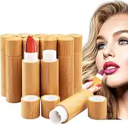 5.5ml /5.5g Empty Bamboo Lipstick Tubes Refillable Lip Balm Lip Gloss Tube Holder Containers with Lids for DIY Make Up Cosmetic Travel Daily Life, 12Pcs