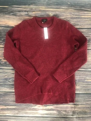 J Crew NEW Womens Size XS Red High Low Crewneck Sweater Wool Supersoft Yarn