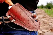 GENUINE LEATHER HAND CRAFTED BELT SHEATH HOLSTER FOR FIXED BLADE KNIFE EDC 911