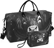 [YXYZRMY] Cow Astronaut Black Travel Duffel Bag Gym Bag Sports Tote Bag with Multiple Interior Pockets Shoulder Weekender Bag for Women Men with Toiletry Bag 20.5”x 7.9”x 13.8”, Multi-Colored, one size