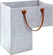 Stair Basket with Handles Grey Felt Staircase Baskets Stair Storage Organizer for Wooden Stairs Stair Basket