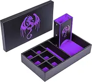 KSNDie 4 in 1 Multifunctional D&D Storage Dice Box Portable Dice Tower, Purple DND Dice Rolling Tray Leather Dice Case for RPG Dungeons and Dragons Role Playing Games and Other Tabletop Game