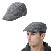 Men's Flat Cap Herringbone Flat Ivy Newsboy Hat Wool Blend Cabbie Cap Men Flat Cap